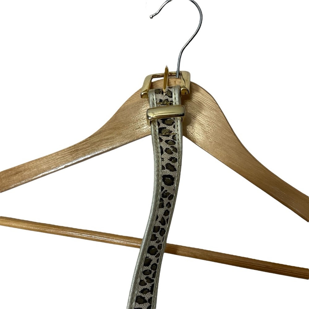 VINTAGE Belt sz Medium Leopard Print Neutral Colors Goldtone Hardware